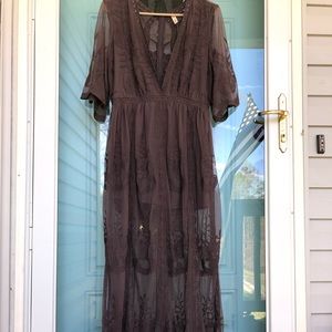 Lace romper/dress; maxi dress; lace maxi dress